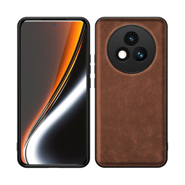 Mobizang Tux Leather Back Cover for Realme P3 PRO 5G | Slim Shockproof Camera Protection Bumper Case (Brown)