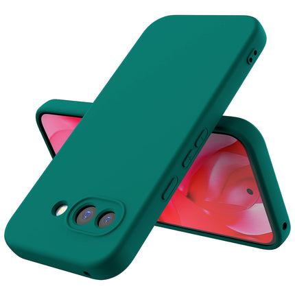 Mobizang Matte Protective Lens Flexible Back Cover for Google Pixel 9A | Slim Silicone with Soft Lining Shockproof Full Body Bumper Case (Green)