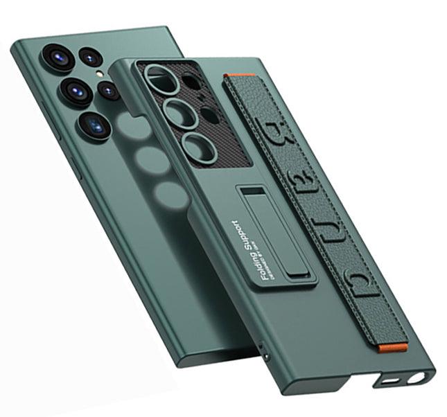 Mobizang Ultra Thin Band + Stand Back Case for Samsung S25 Ultra | Slim Camera Lens Protection Cover with Kickstand (Green)