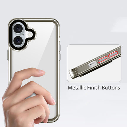 Mobizang Warrior Acrylic Clear Back Cover For Apple iPhone 16 | Slim Shockproof [Military Grade Protection] Hybrid Bumper Case (Grey Sides)