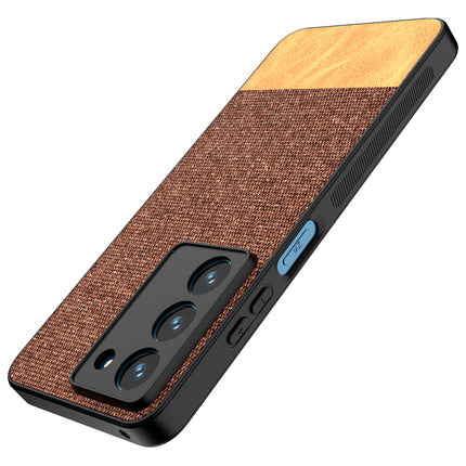 Mobizang Soft Fabric & Leather Hybrid Protective Back Cover for Realme 14X | Shockproof Slim Hard Anti Slip Back Case (Brown)