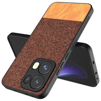 Mobizang Soft Fabric & Leather Hybrid Protective Back Cover for Oppo Reno 13 Pro | Shockproof Slim Hard Anti Slip Back Case (Brown)