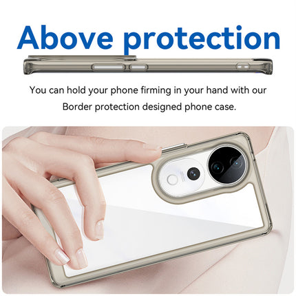 Mobizang Unicorn Acrylic Clear Back Cover For Vivo V40 / Vivo V40 Pro (5G) | Slim Shockproof [Military Grade Protection] Hybrid Bumper Case (Grey Sides)