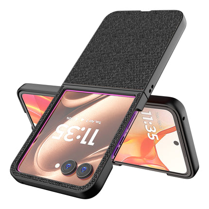 Mobizang Soft Full Fabric Protective Back Case Cover for Motorola Razr 50 Ultra | Shockproof Slim Hard Anti Slip Back Case (Black)