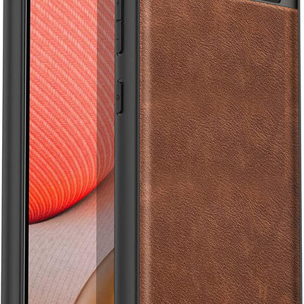 Mobizang Tux Leather Back Cover for Google Pixel 8A | Slim Shockproof Camera Protection Bumper Case (Brown)