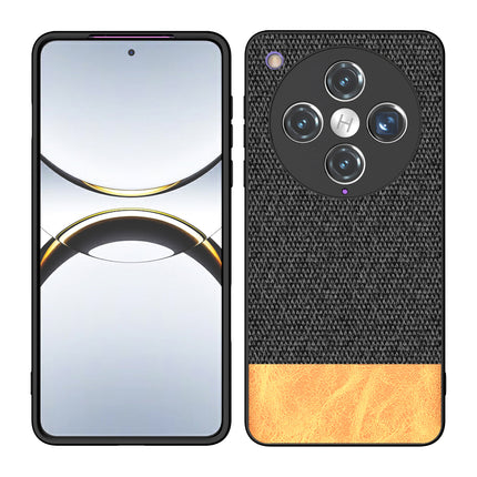 Mobizang Soft Fabric & Leather Hybrid Protective Back Cover for Oppo Find X8 Pro | Shockproof Slim Hard Anti Slip Back Case (Black,Brown)