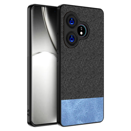 Mobizang Soft Fabric & Leather Hybrid Protective Back Cover for Realme GT 6 / GT 6T | Shockproof Slim Hard Anti Slip Back Case (Black,Blue)