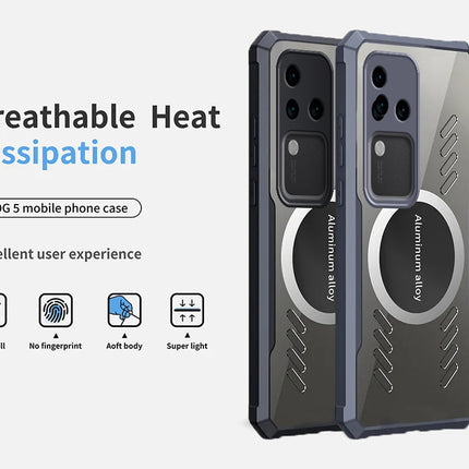 Mobizang Magnetic Heat Dissipation Gaming Back Cover for Vivo V30 Pro (5G) | Slim Shockproof Bumper Case (Black)