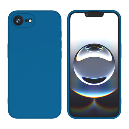 Mobizang Matte Protective Lens Flexible Back Cover for Apple iPhone 16E | Slim Silicone with Soft Lining Shockproof Full Body Bumper Case (Blue)
