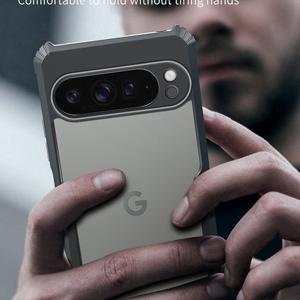Mobizang Bull Clear Back Cover for Google Pixel 9 PRO XL | [Military Grade Protection] Shock Proof Slim Hybrid Bumper Case (Black)