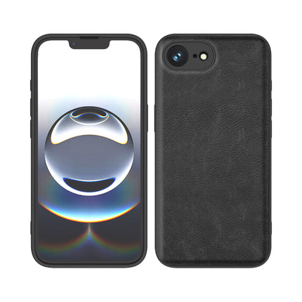 Mobizang Tux Leather Back Cover for Apple iPhone 16E | Slim Shockproof Camera Protection Bumper Case (Black)