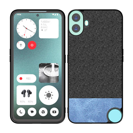 Mobizang Soft Fabric & Leather Hybrid Protective Back Cover for Nothing CMF Phone 1 | Shockproof Slim Hard Anti Slip Back Case (Black,Blue)