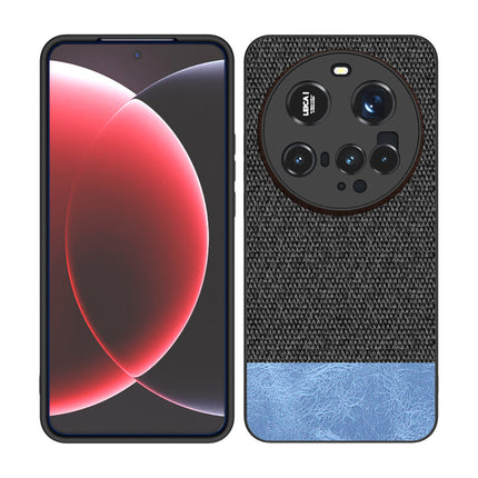 Mobizang Soft Fabric & Leather Hybrid Protective Back Cover for Xiaomi 15 Ultra | Shockproof Slim Hard Anti Slip Back Case (Black,Blue)