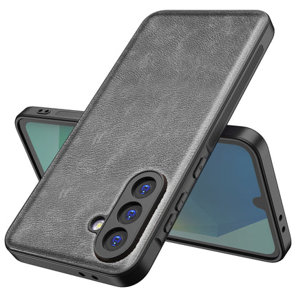 Mobizang Tux Leather Back Cover for Samsung Galaxy A36 | Slim Shockproof Camera Protection Bumper Case (Grey)