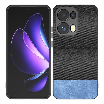 Mobizang Soft Fabric & Leather Hybrid Protective Back Cover for Oppo Reno 13 Pro | Shockproof Slim Hard Anti Slip Back Case (Black,Blue)