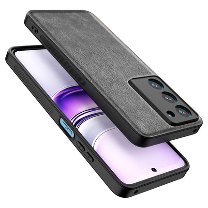 Mobizang Tux Leather Back Cover for Realme 14X | Slim Shockproof Camera Protection Bumper Case (Grey)