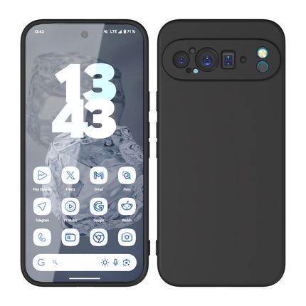 Mobizang Matte Protective Lens Flexible Back Cover for Google Pixel 9 / 9 PRO | Slim Silicone with Soft Lining Shockproof Full Body Bumper Case (Black)