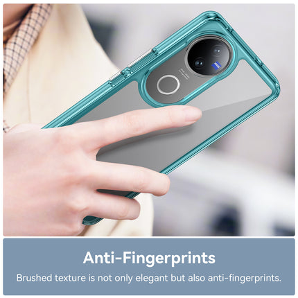 Mobizang Unicorn Acrylic Clear Back Cover For Vivo V50 / V50E 5G | Slim Shockproof [Military Grade Protection] Hybrid Bumper Case (Blue Sides)