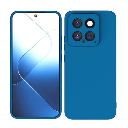 Mobizang Matte Protective Lens Flexible Back Cover for Xiaomi 14 (5G) | Slim Silicone with Soft Lining Shockproof Full Body Bumper Case (Blue)