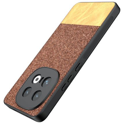 Mobizang Soft Fabric & Leather Hybrid Protective Back Cover for Iqoo 13 (5G) | Shockproof Slim Hard Anti Slip Back Case (Brown)