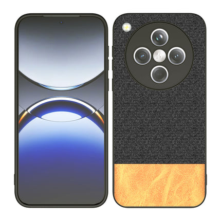 Mobizang Soft Fabric & Leather Hybrid Protective Back Cover for Oppo Find X8 | Shockproof Slim Hard Anti Slip Back Case (Black,Brown)