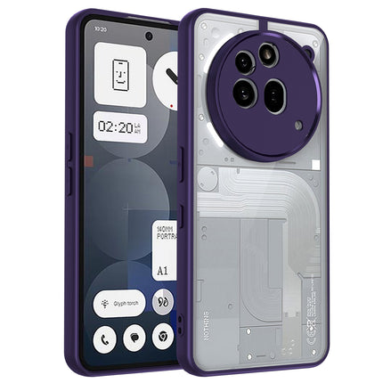 Mobizang Hawkeye Clear Back Cover for Nothing Phone 3A Pro | Camera Lens Protector Shockproof Slim Clear Case Cover (Purple Sides)