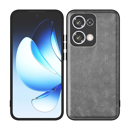Mobizang Tux Leather Back Cover for Oppo Reno 13 5G | Slim Shockproof Camera Protection Bumper Case (Grey)