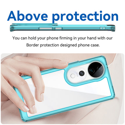 Mobizang Unicorn Acrylic Clear Back Cover For Vivo V40 / Vivo V40 Pro (5G) | Slim Shockproof [Military Grade Protection] Hybrid Bumper Case (Blue Sides)