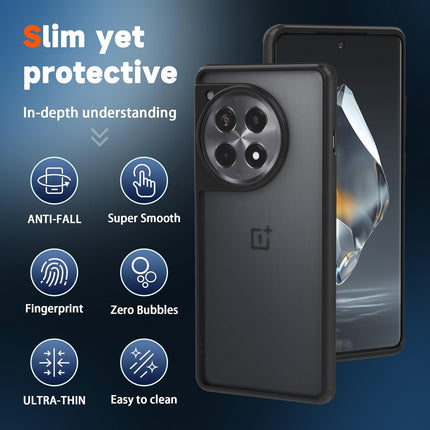 Mobizang Shield Frosted Acrylic Back Shock Proof Case Cover for Oneplus 12R (Black)