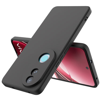 Mobizang Matte Protective Lens Flexible Back Cover for Vivo V50 / V50E 5G | Slim Silicone with Soft Lining Shockproof Full Body Bumper Case (Black)