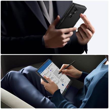 Nillkin Case For Samsung Galaxy Z Fold 5 | Hinge Protection, Hidden Kickstand & Metal Camera Lens Protector, Slim Fit Protective Phone Back Cover for Z Fold 5 (Black)