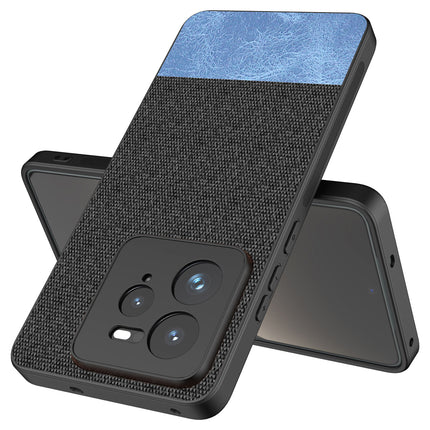 Mobizang Soft Fabric & Leather Hybrid Protective Back Cover for Realme GT 7 PRO | Shockproof Slim Hard Anti Slip Back Case (Black,Blue)