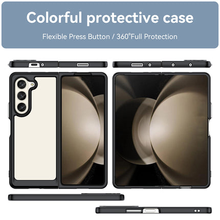 Mobizang Unicorn Acrylic Clear Back Cover For Samsung Galaxy Z Fold 6 | Slim Shockproof [Military Grade Protection] Hybrid Bumper Case (Black Sides)