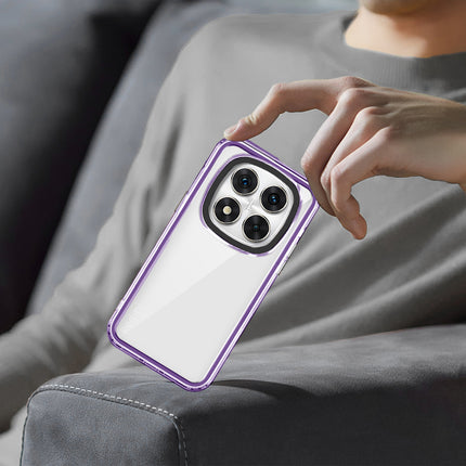 Mobizang Warrior Acrylic Clear Back Cover For Redmi Note 14 Pro (5G) | Slim Shockproof [Military Grade Protection] Hybrid Bumper Case (Purple Sides)