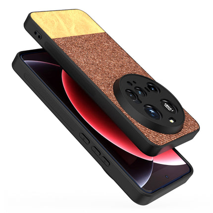 Mobizang Soft Fabric & Leather Hybrid Protective Back Cover for Xiaomi 15 Ultra | Shockproof Slim Hard Anti Slip Back Case (Brown)