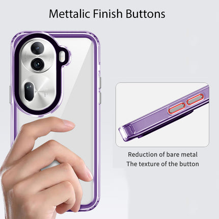 Mobizang Warrior Acrylic Clear Back Cover For Oppo Reno 11 pro | Slim Shockproof [Military Grade Protection] Hybrid Bumper Case (Purple Sides)