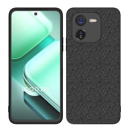 Mobizang Soft Full Fabric Protective Back Case Cover for IQOO Z9X | Shockproof Slim Hard Anti Slip Back Case (Black)