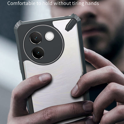Mobizang Bull Clear Back Cover for Vivo V30E (5G) | [Military Grade Protection] Shock Proof Slim Hybrid Bumper Case (Black)