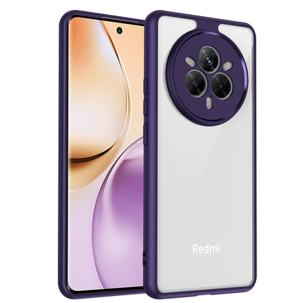Mobizang Hawkeye Clear Back Cover for Realme 14 Pro 5G | Camera Lens Protector Shockproof Slim Clear Case Cover (Purple Sides)