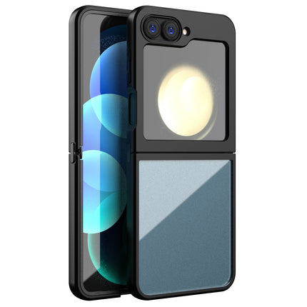 Mobizang Hawkeye Clear Back Cover for Samsung Galaxy Z Flip 6 | Camera Lens Protector Shockproof Slim Clear Case Cover (Black)