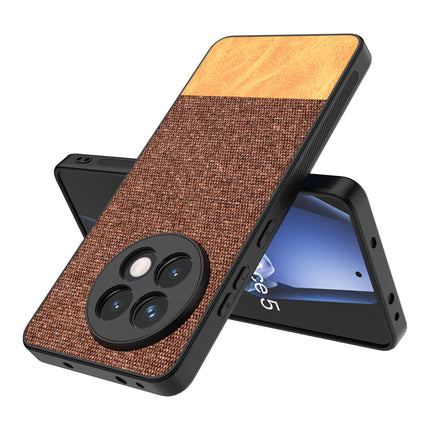 Mobizang Soft Fabric & Leather Hybrid Protective Back Cover for OnePlus 13R | Shockproof Slim Hard Anti Slip Back Case (Brown)
