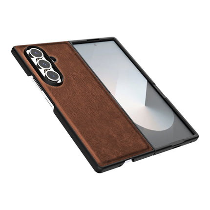 Mobizang Tux Leather Back Cover for Samsung Galaxy Z Fold 7 | Slim Shockproof Camera Protection Bumper Case (Brown)