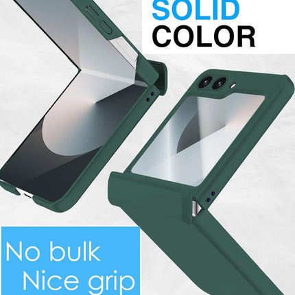 Mobizang Ultra Thin Back Cover for Galaxy Z Flip6 / Z Flip 6 | With [Magnetic Hinge Protection] and Inbuilt Glass Window Protection (Green)