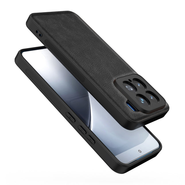 Mobizang Tux Leather Back Cover for Xiaomi 15 5G | Slim Shockproof Camera Protection Bumper Case (Black)