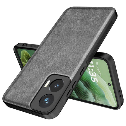 Mobizang Tux Leather Back Cover for Moto G35 | Slim Shockproof Camera Protection Bumper Case (Grey)
