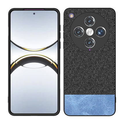 Mobizang Soft Fabric & Leather Hybrid Protective Back Cover for Oppo Find X8 Pro | Shockproof Slim Hard Anti Slip Back Case (Black,Blue)
