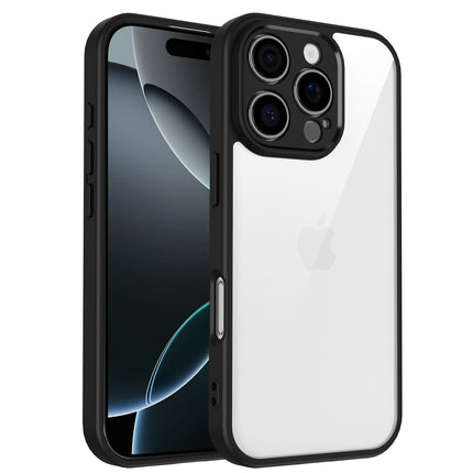 Mobizang Hawkeye Clear Back Cover for Apple iPhone 16 Pro Max | Camera Lens Protector Shockproof Slim Clear Case Cover (Black Sides)