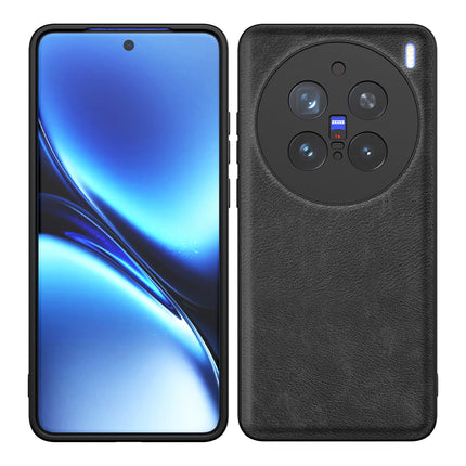 Mobizang Tux Leather Back Cover for Vivo X200 Pro (5G) | Slim Shockproof Camera Protection Bumper Case (Black)