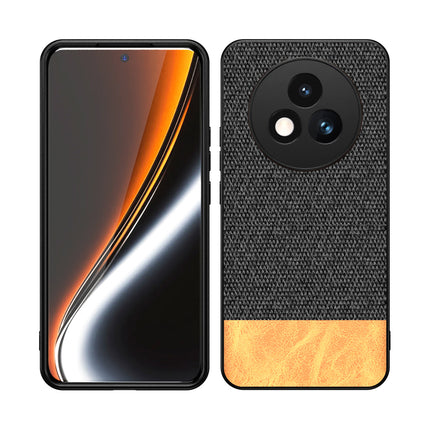 Mobizang Soft Fabric & Leather Hybrid Protective Back Cover for Realme P3 PRO 5G | Shockproof Slim Hard Anti Slip Back Case (Black,Brown)