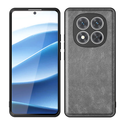 Mobizang Tux Leather Back Cover for Redmi Note 14 Pro (5G) | Slim Shockproof Camera Protection Bumper Case (Grey)